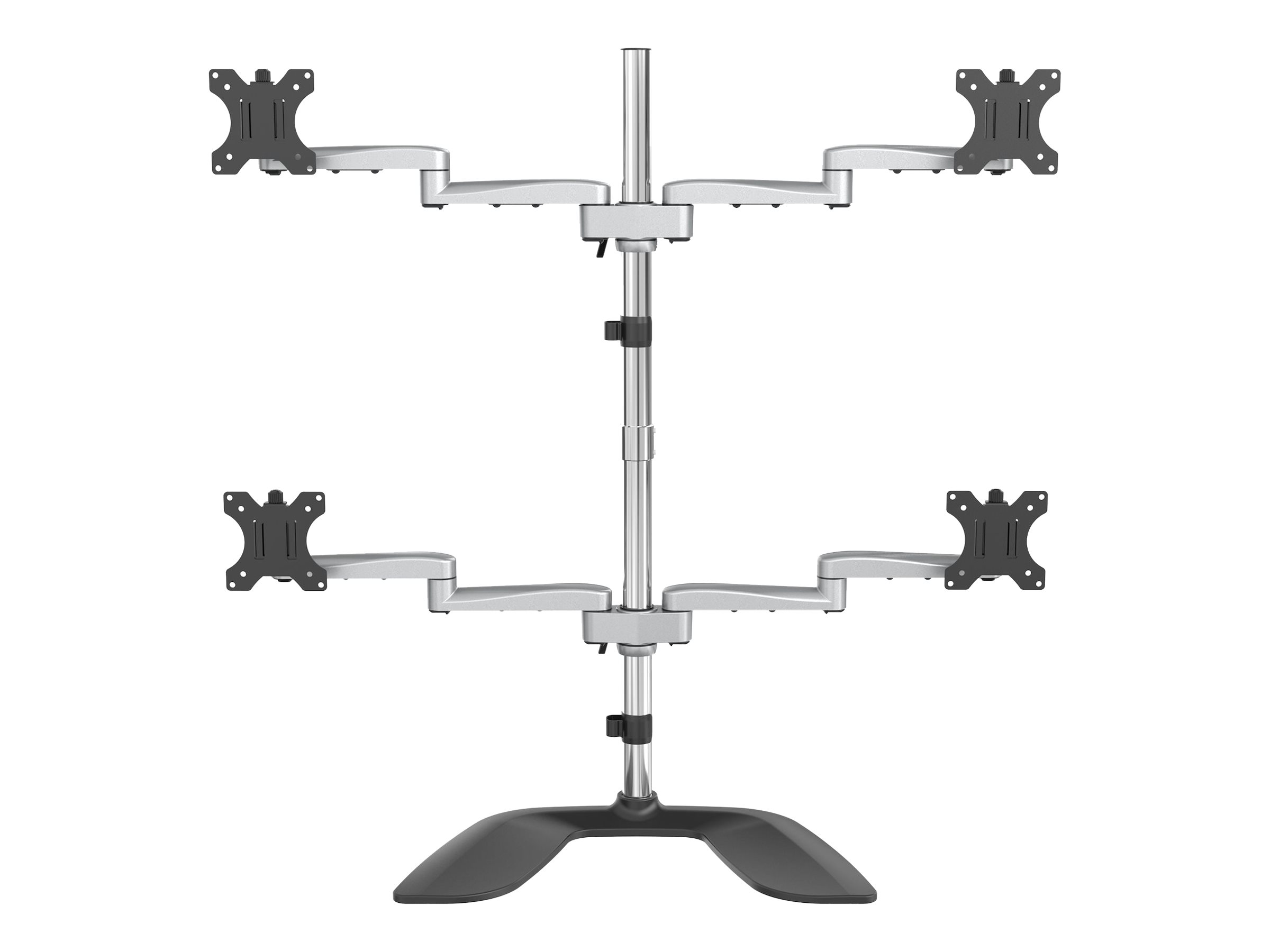 StarTech.com Desktop Quad Monitor Stand, Ergonomic VESA 4 Monitor Arm (2x2) up to 32", Free Standing Articulating Universal Pole Mount, Height
