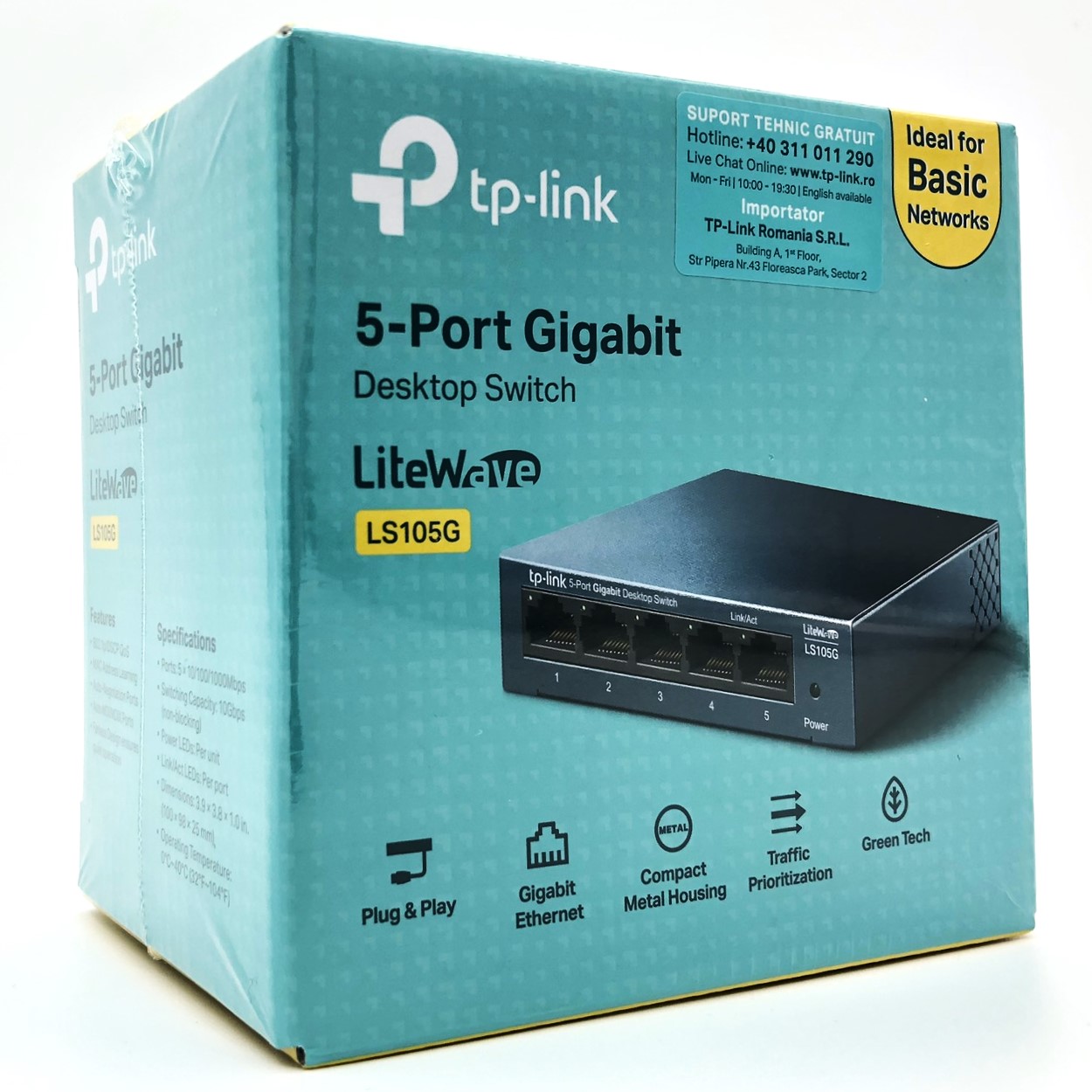 TP-Link LS105G 5-Port 10/100/1000Mbps Desktop Network Switch