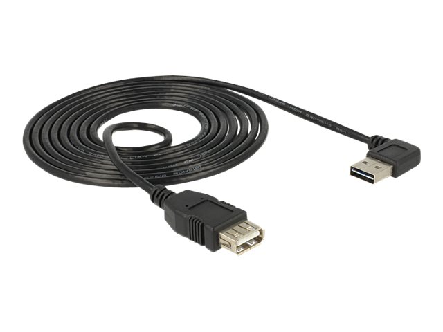 Delock EASY-USB - USB forlængerkabel - USB (hun) til USB (han) - USB 2.0 - 2 m - 90° stik - sort