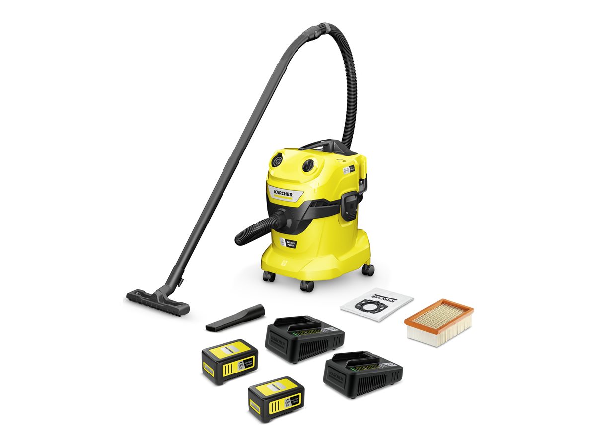 Kärcher WD 4-18 Dual Battery Set Støvsuger Gul