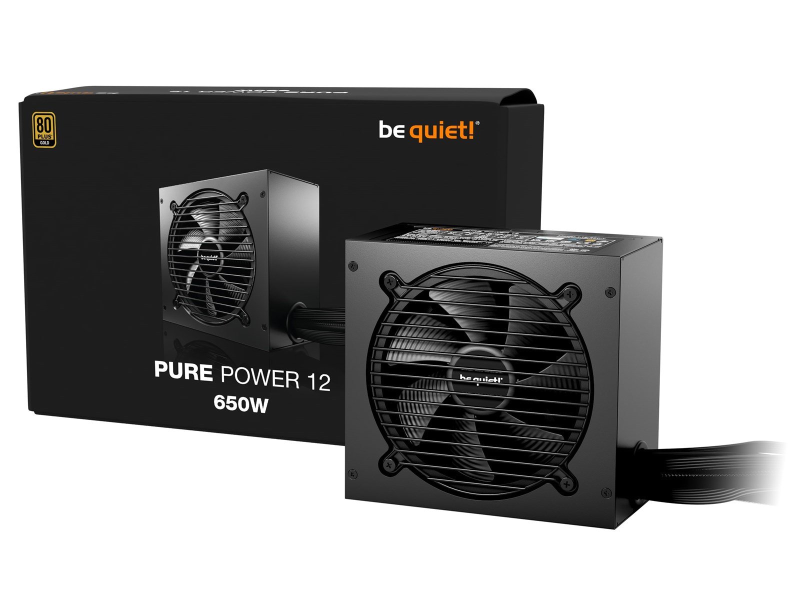 be quiet! Pure Power 12 - Strømforsyning (intern) - ATX12V 3.1/ EPS12V 2.92 - 80 PLUS Gold - AC 100-240 V - 650 Watt - aktiv PFC - Europa - sort