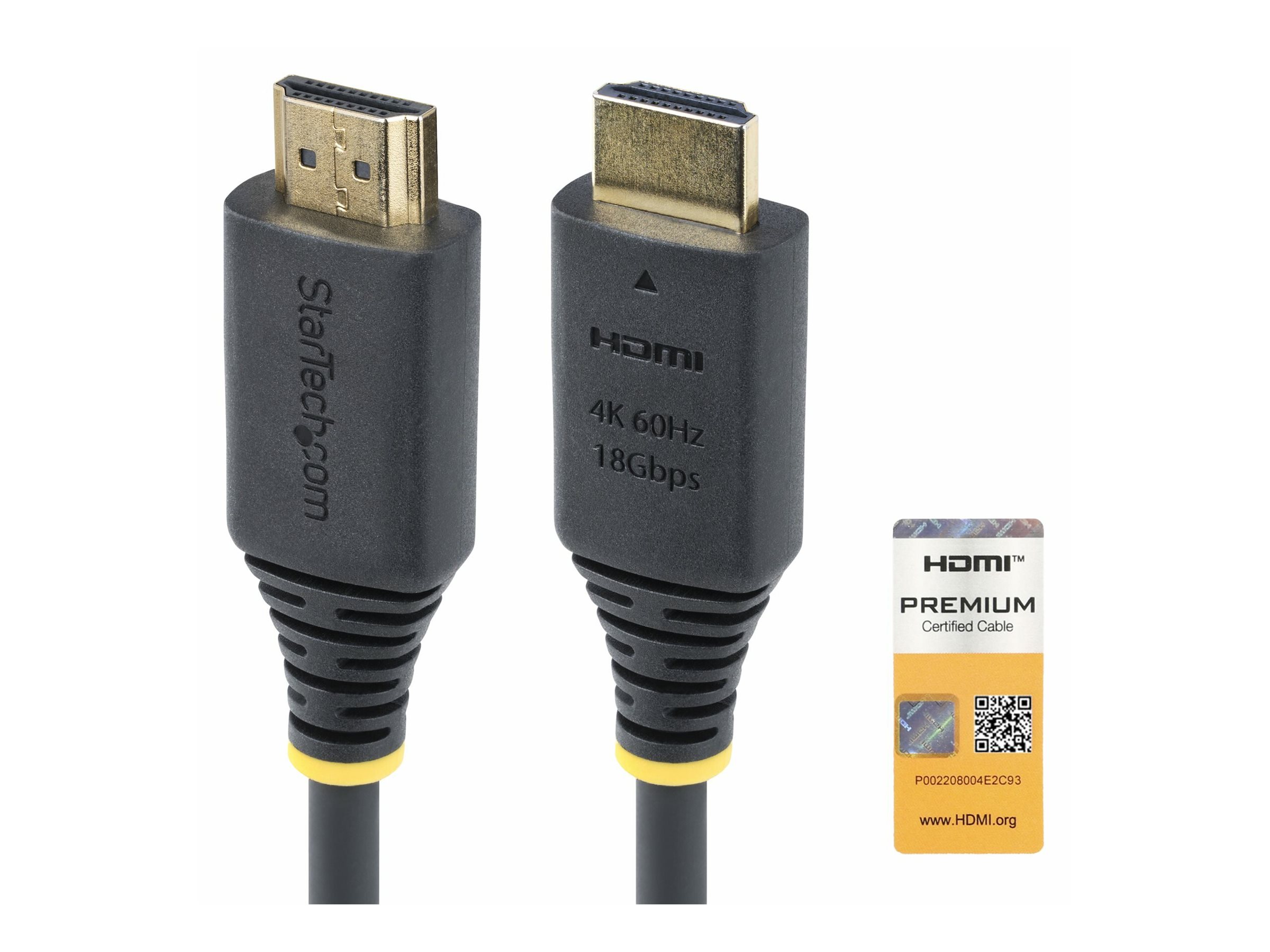 StarTech.com 4m (13ft) Premium Certified High Speed HDMI Cable, 4K60Hz HDMI-kabel med Ethernet 4m Sort