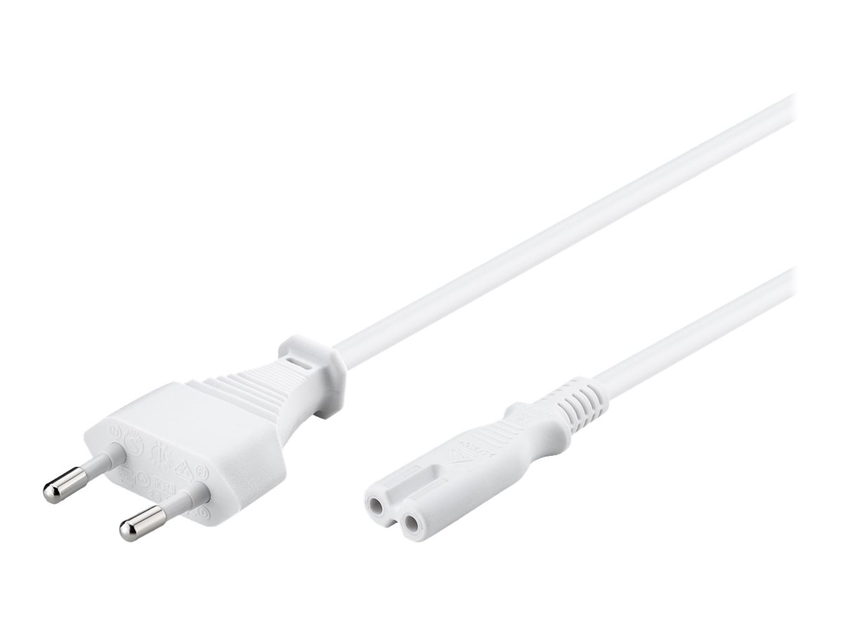 Goobay Tilslutningskabel Euro-stik, 1,8 m, hvid Euro-stik (type C, CEE 7/16) > apparatudtag C7