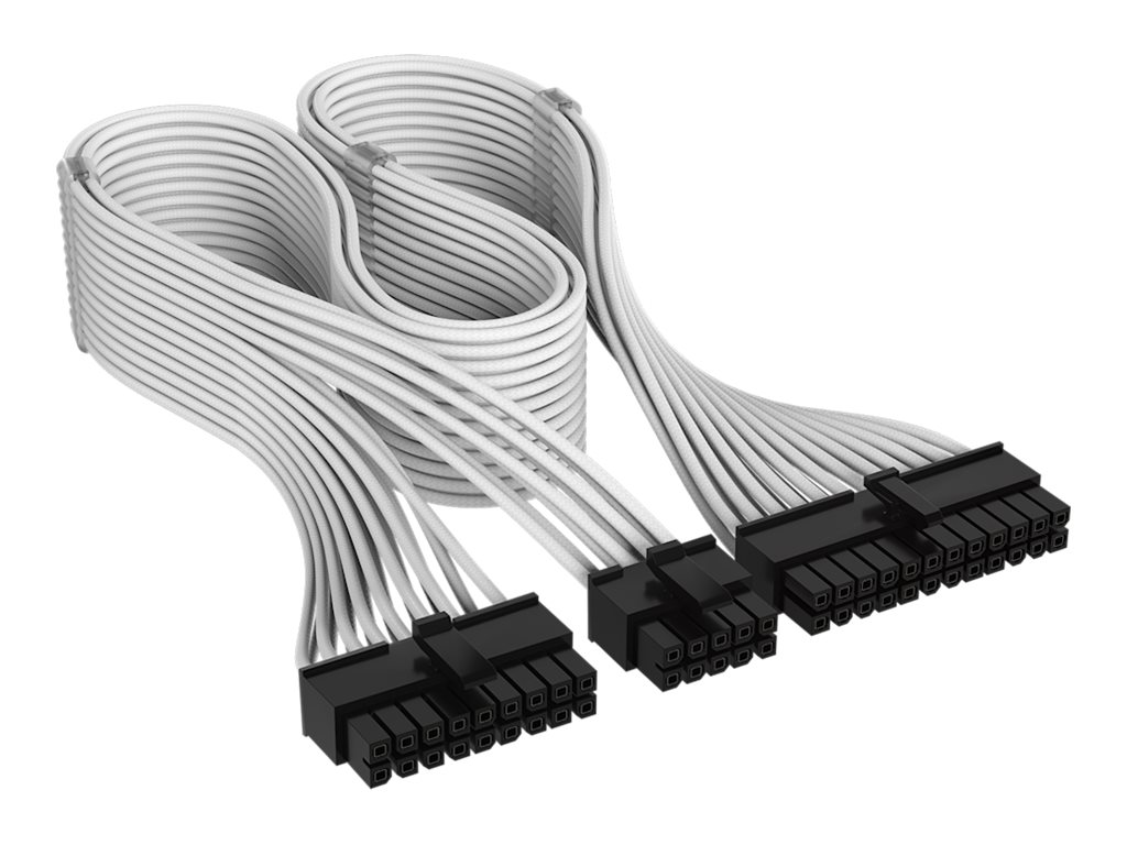 CORSAIR Strøm 24 pin ATX (male) - Strøm 18 pin med 10 pin (male) Hvid Strømkabel