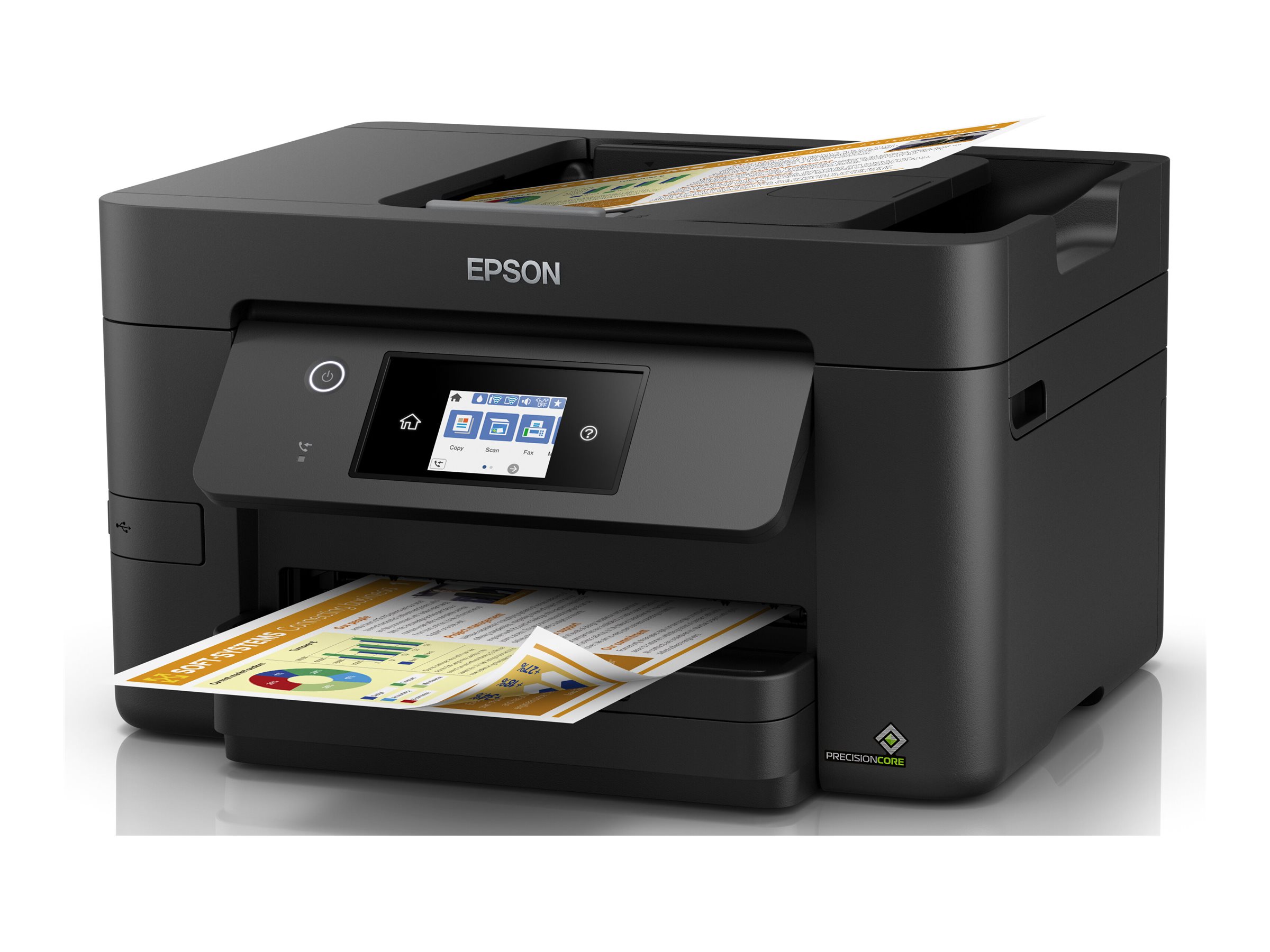 Epson WorkForce Pro WF-3820DWF - Multifunktionsprinter - farve - blækprinter - A4/Legal (medie) - op til 21 spm (udskriver) - 250 ark - 33.6 Kbps - USB 2.0, LAN, Wi-Fi(n), USB vært
