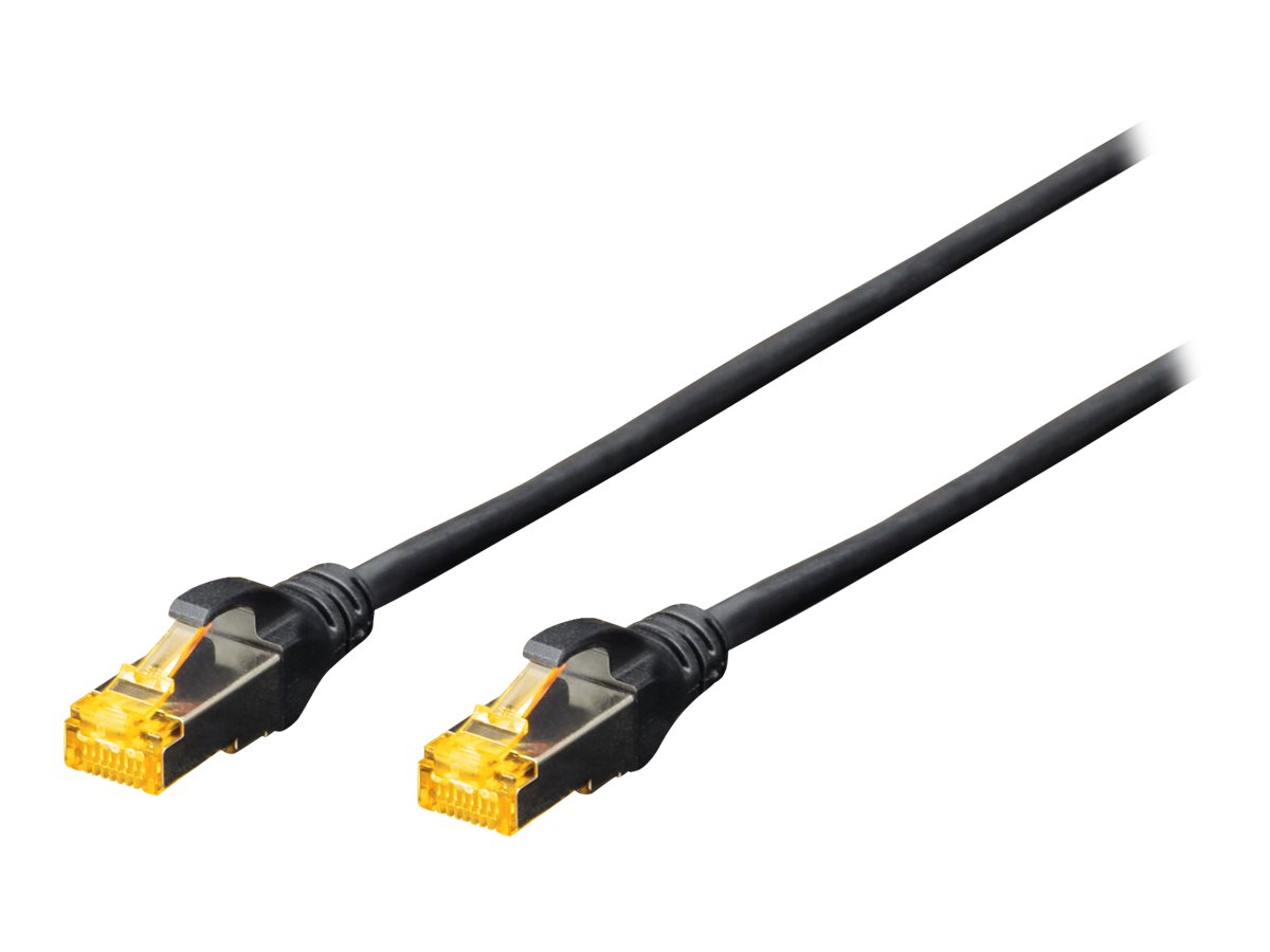 DIGITUS Professional CAT 6a Kabel med afskærmning med folie og kobberfletning (SFTP 25cm Patchkabel Sort