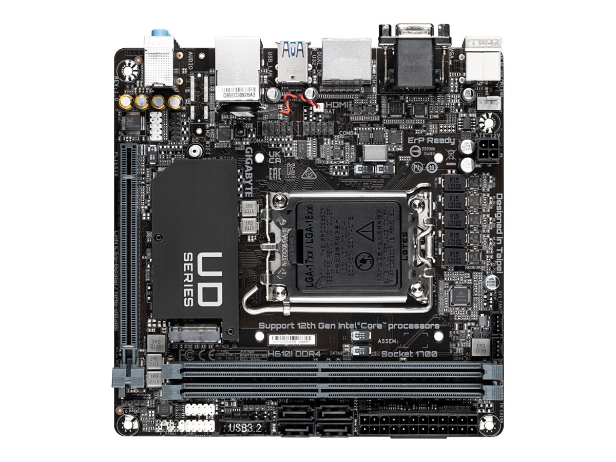 GIGABYTE H610I DDR4, Intel, LGA 1700, Intel® Celeron®, Intel® Core™ i3, Intel® Core™ i5, Intel® Core™ i7, Intel® Core™ i9,..., LGA 1700, 64 GB, DDR4-SDRAM