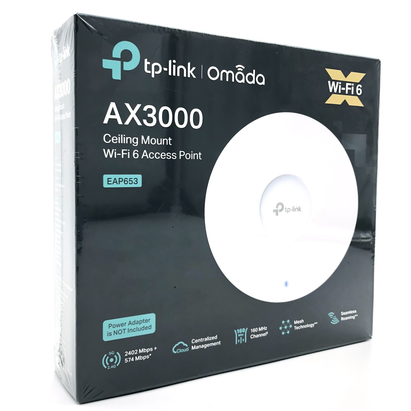 TP-Link Omada EAP653 V1 - Trådløs forbindelse - Wi-Fi 6 - 2.4 GHz, 5 GHz - DC strøm - cloud-administreret - væg/loftsmonterbar
