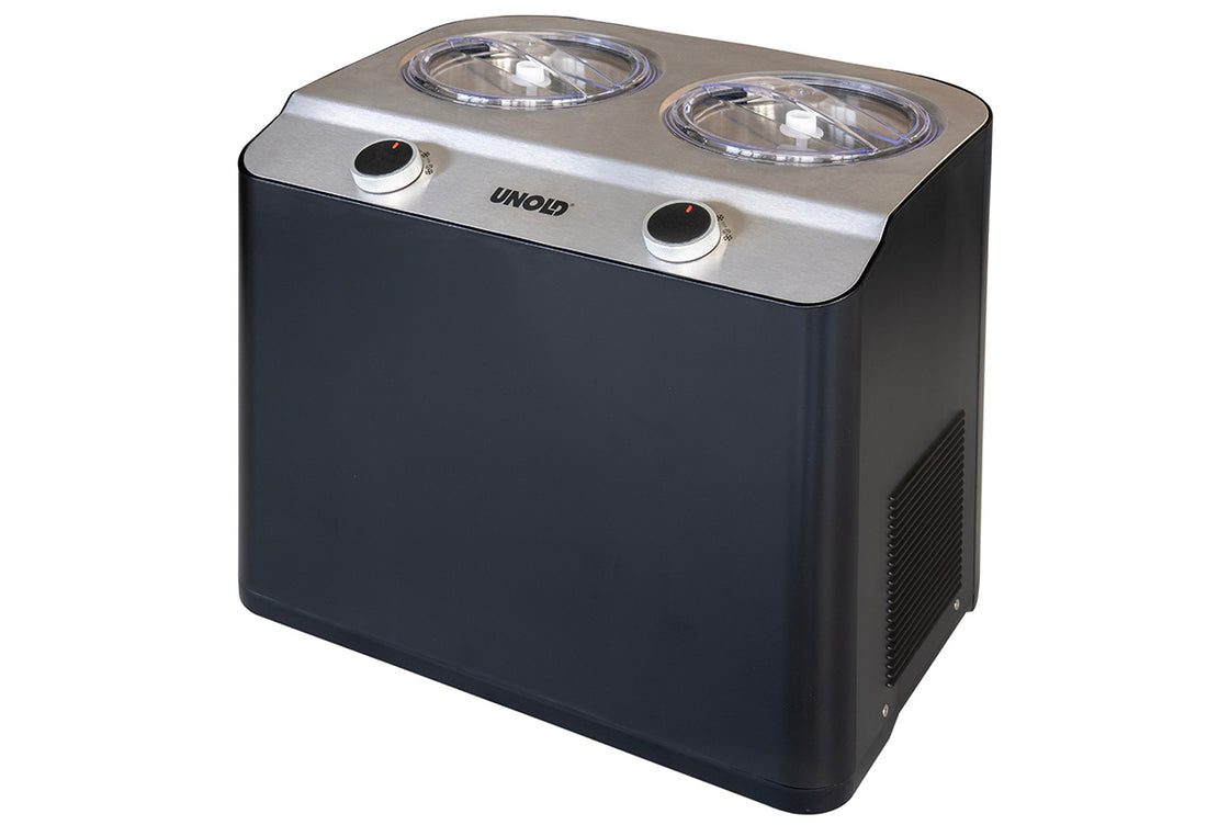 Unold Doppio, Kompressor ismaskine, 2,4 L, 2 skåle, Sort, Satin stål, 30 min., 1,15 m