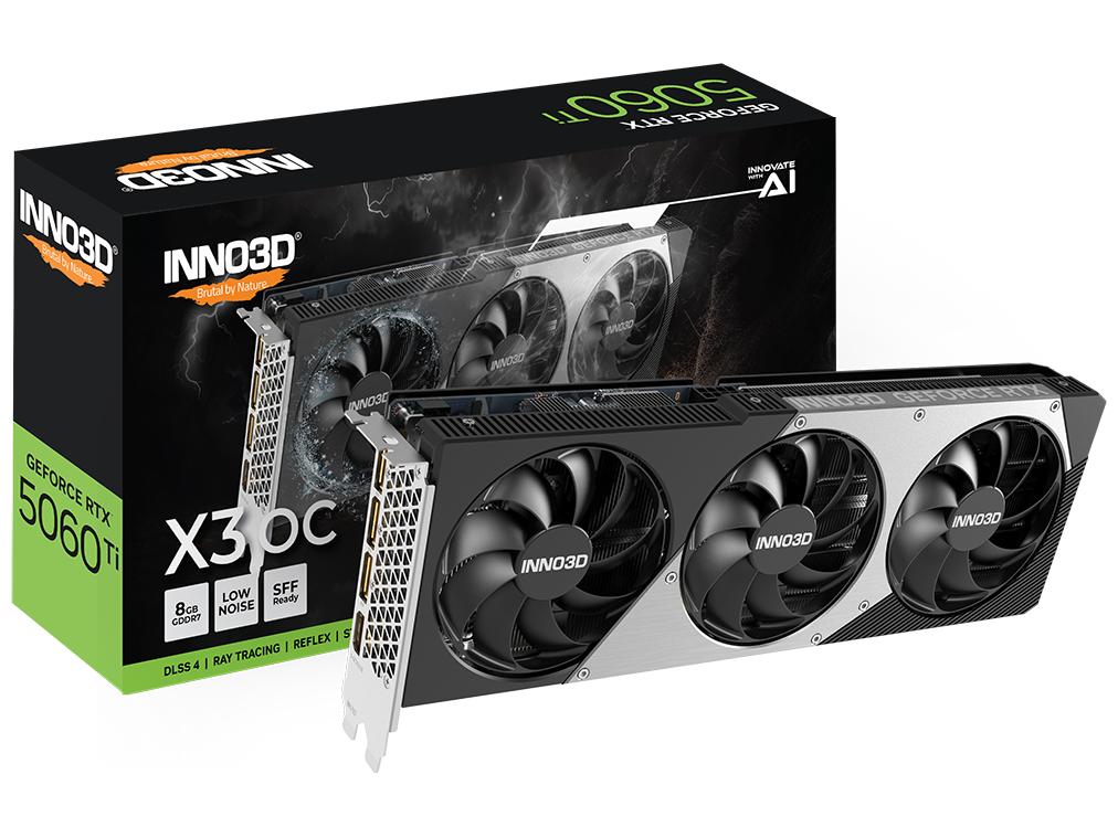 Inno3D GeForce RTX 5060 Ti 8GB X3 OC - Grafikkort - GeForce RTX 5060 Ti - 8 GB GDDR7 - PCI Express 5.0 - HDMI, 3 x DisplayPort