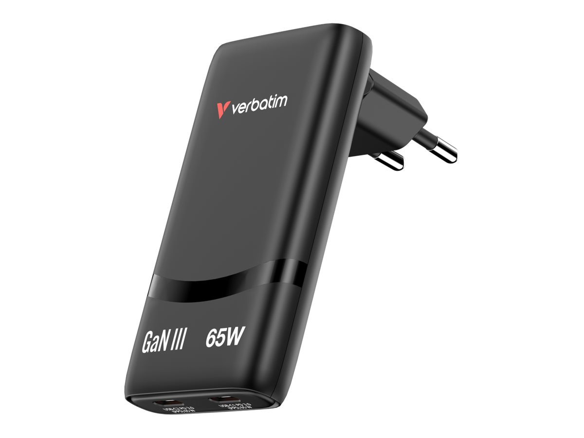 Verbatim Fold 'n' Go GaN Charger 65W EU plug Black