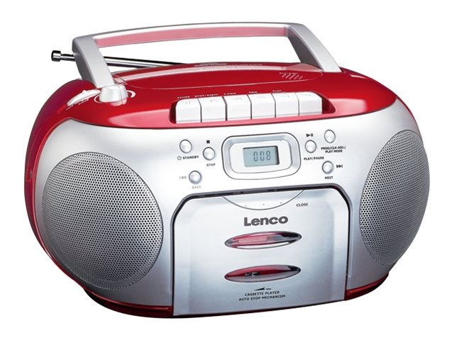 Lenco SCD-420RD - Portable FM Radio CD- Cassette player - FM - Stereo - Rød