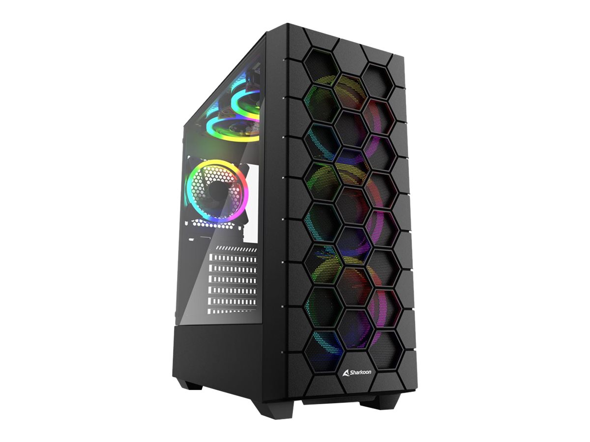 Sharkoon RGB HEX, tower housing (black, tempered glass side panel) Kabinet - GEEKD.dk