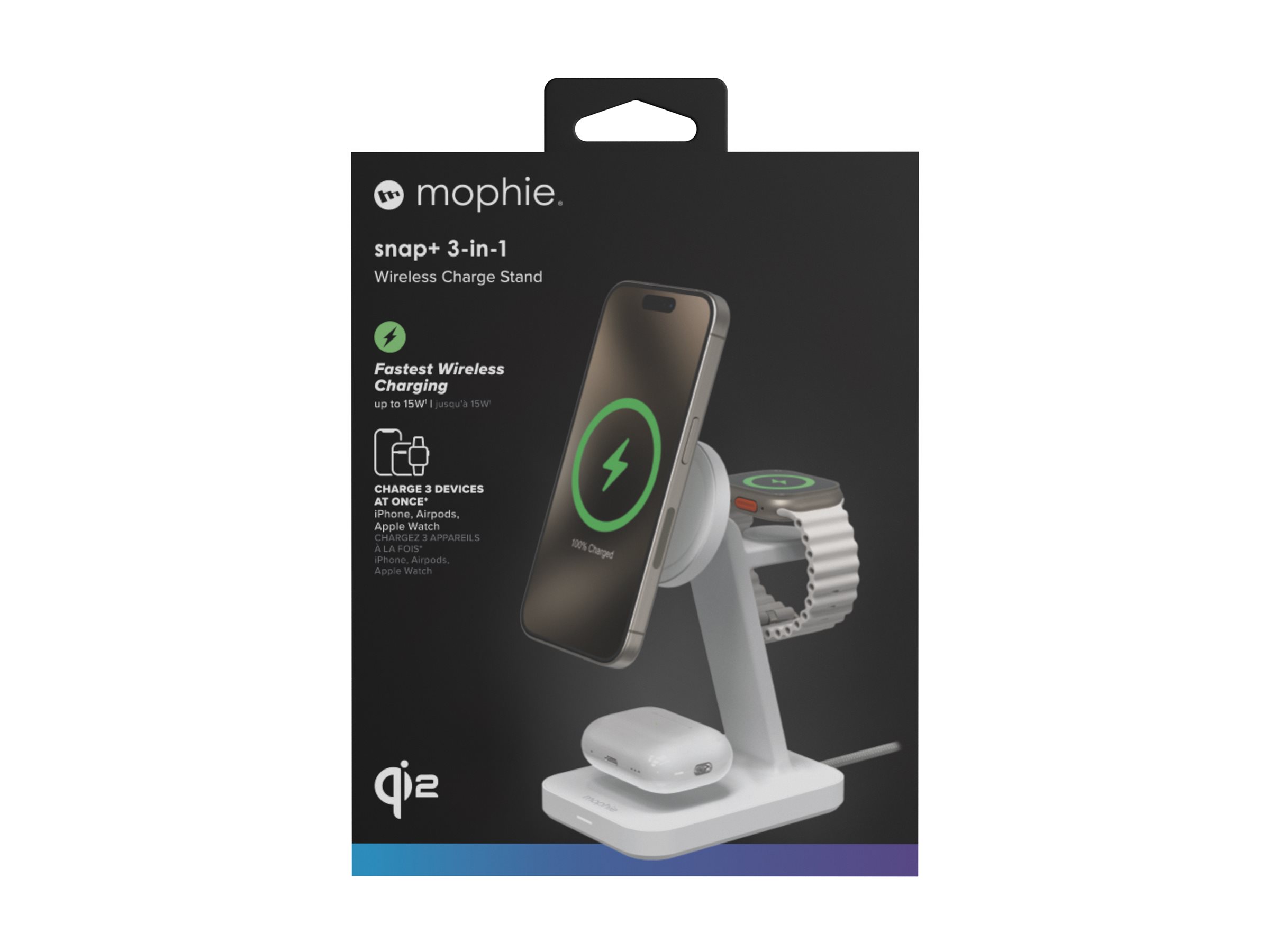Mophie snap+ 3-in-1 - Wireless charging stand - 15 Watt - Europe
