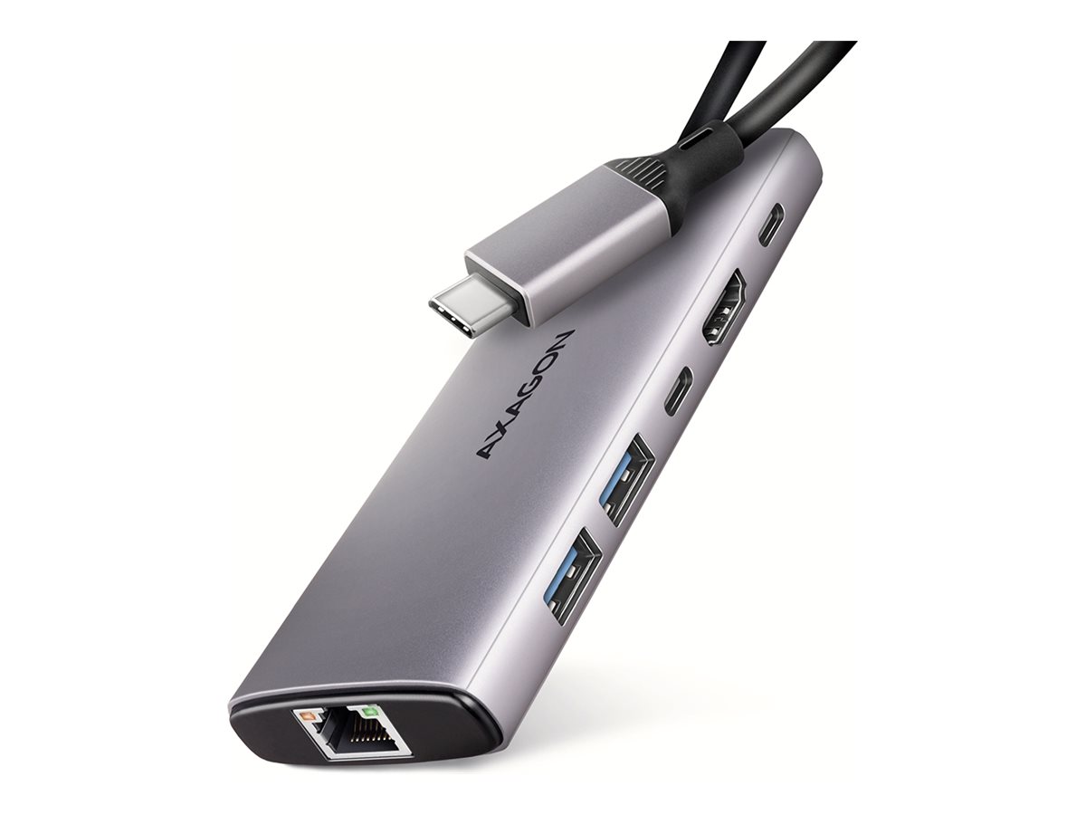 AXAGON Combo 6-in-1 USB-C 10 Gbps HUB USB hub - USB 3.2 - 6 ports - Sølv