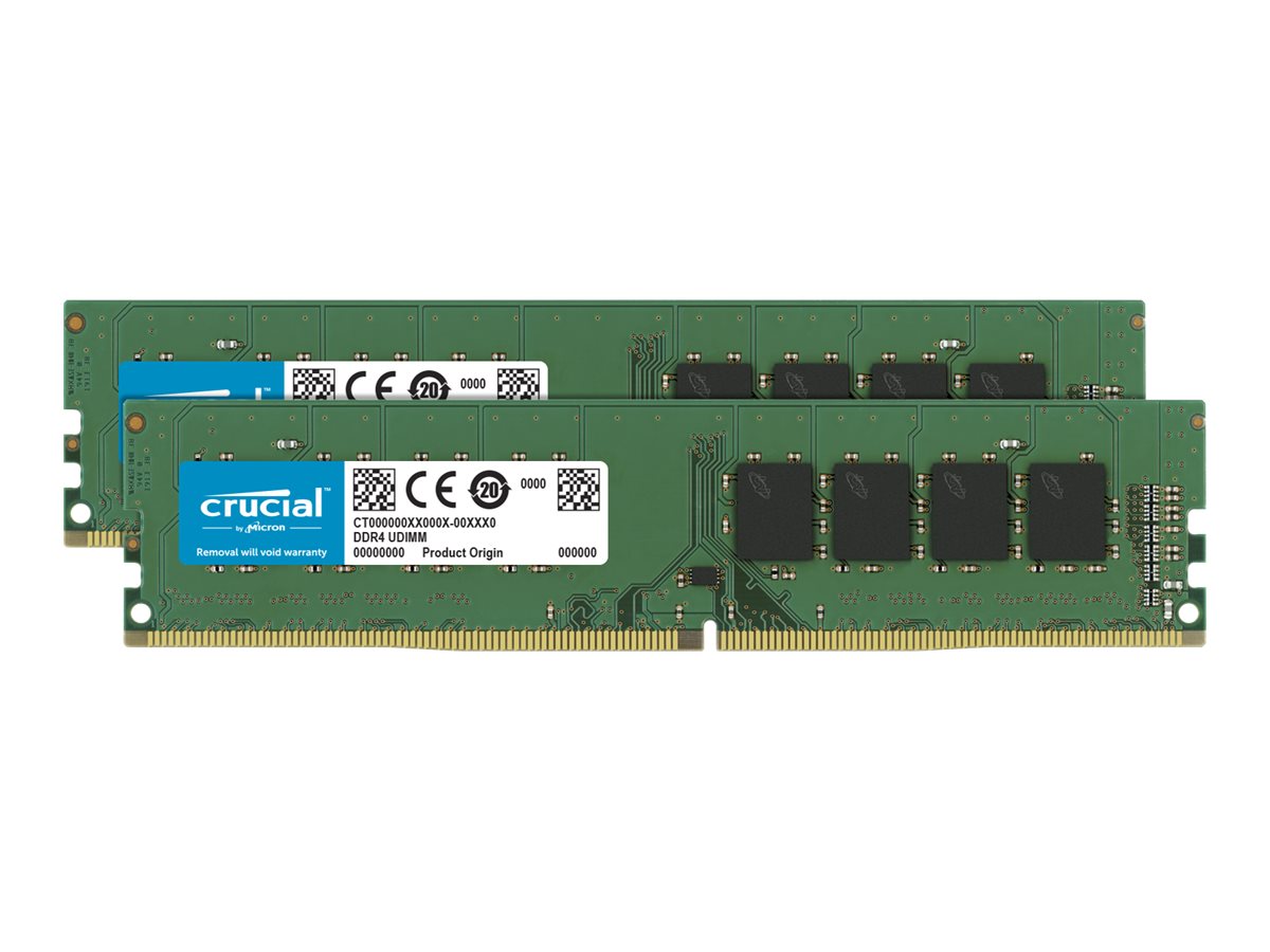 Crucial - DDR4 - sæt - 16 GB: 2 x 8 GB - DIMM 288-PIN - 3200 MHz / PC4-25600 - CL22 - 1.2 V - ikke bufferet - ikke-ECC