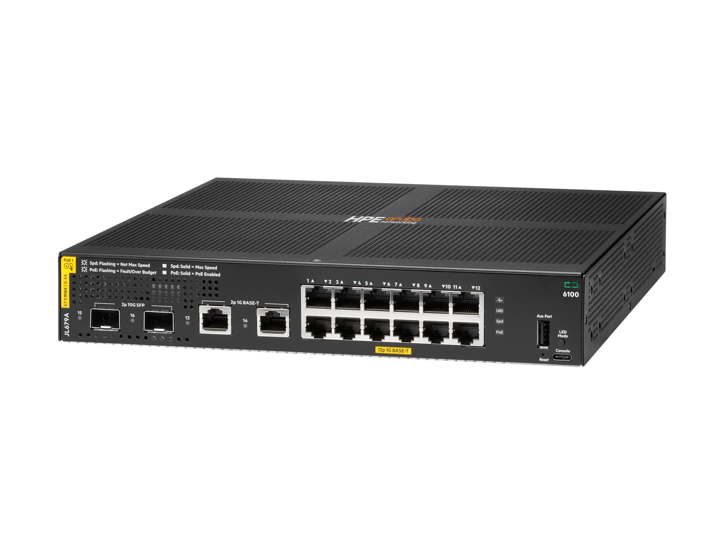 HPE Aruba 6100 12G Class4 2G/2SFP 139W Switch 16-porte 10 Gigabit PoE+