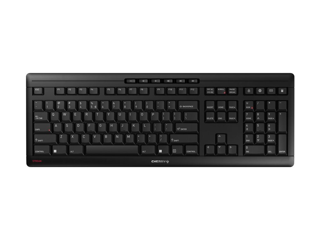 CHERRY STREAM KEYBOARD WIRELESS - Tastatur - trådløs - 2.4 GHz - US International - tastkontakt: CHERRY SX - sort
