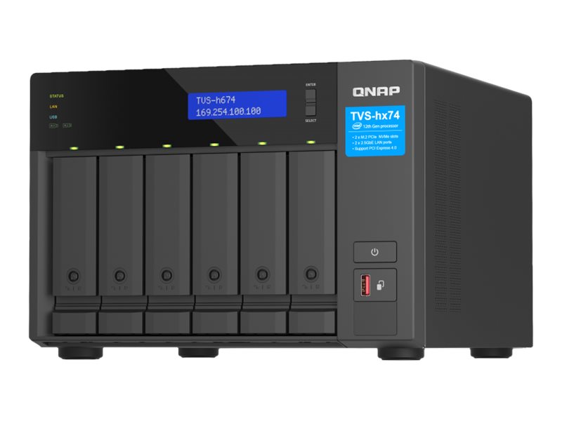 QNAP TVS-H674 - NAS-server - 6 bays - SATA 6Gb/s - RAID JBOD, 0, 1, 5, 6, 10, 50, TM, RAID TP - RAM 32 GB - Gigabit Ethernet / 2.5 Gigabit Ethernet - iSCSI support