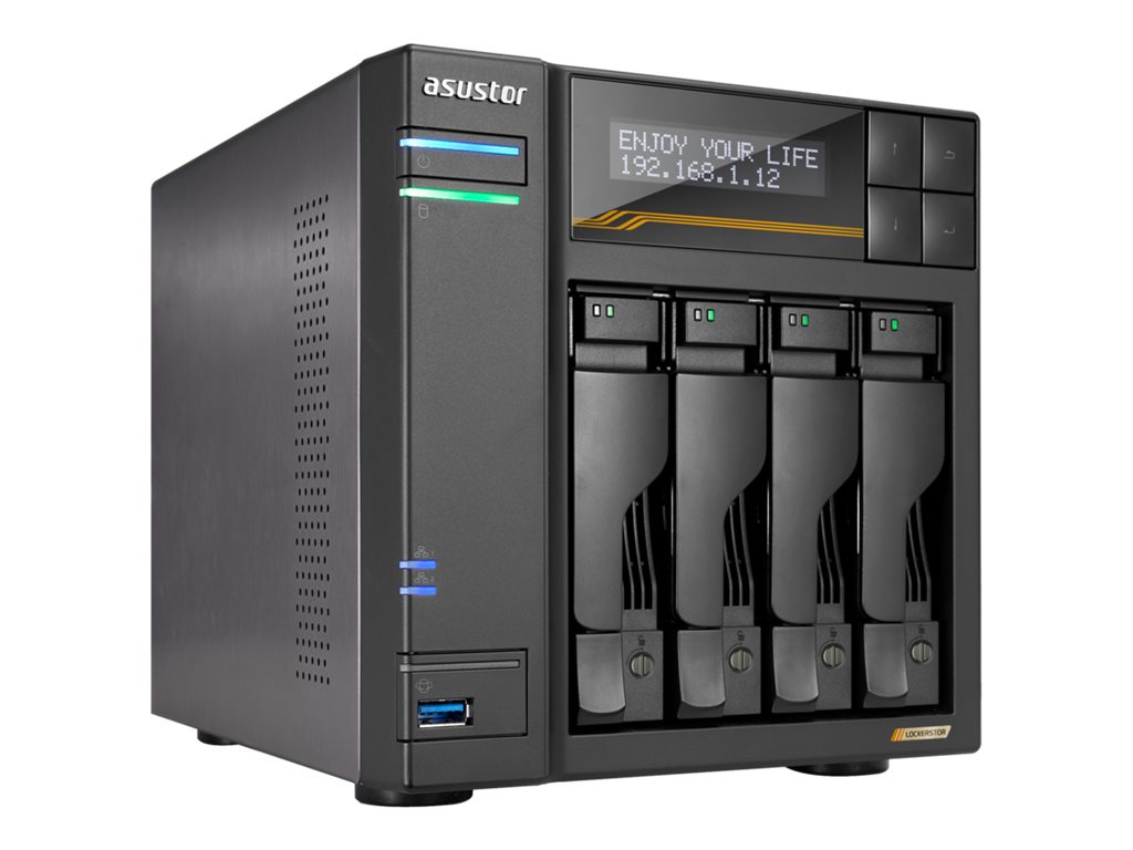 ASUSTOR Lockerstor 4 Gen3 - NAS-server - 4 bays - SATA 6Gb/s / PCIe 4.0 x4 (NVMe) - RAID JBOD, 0, 1, 5, 6, 10 - RAM 16 GB - Gigabit Ethernet / 2.5 Gigabit Ethernet / 5 Gigabit Ethernet / 10 Gigabit Ethernet - iSCSI support