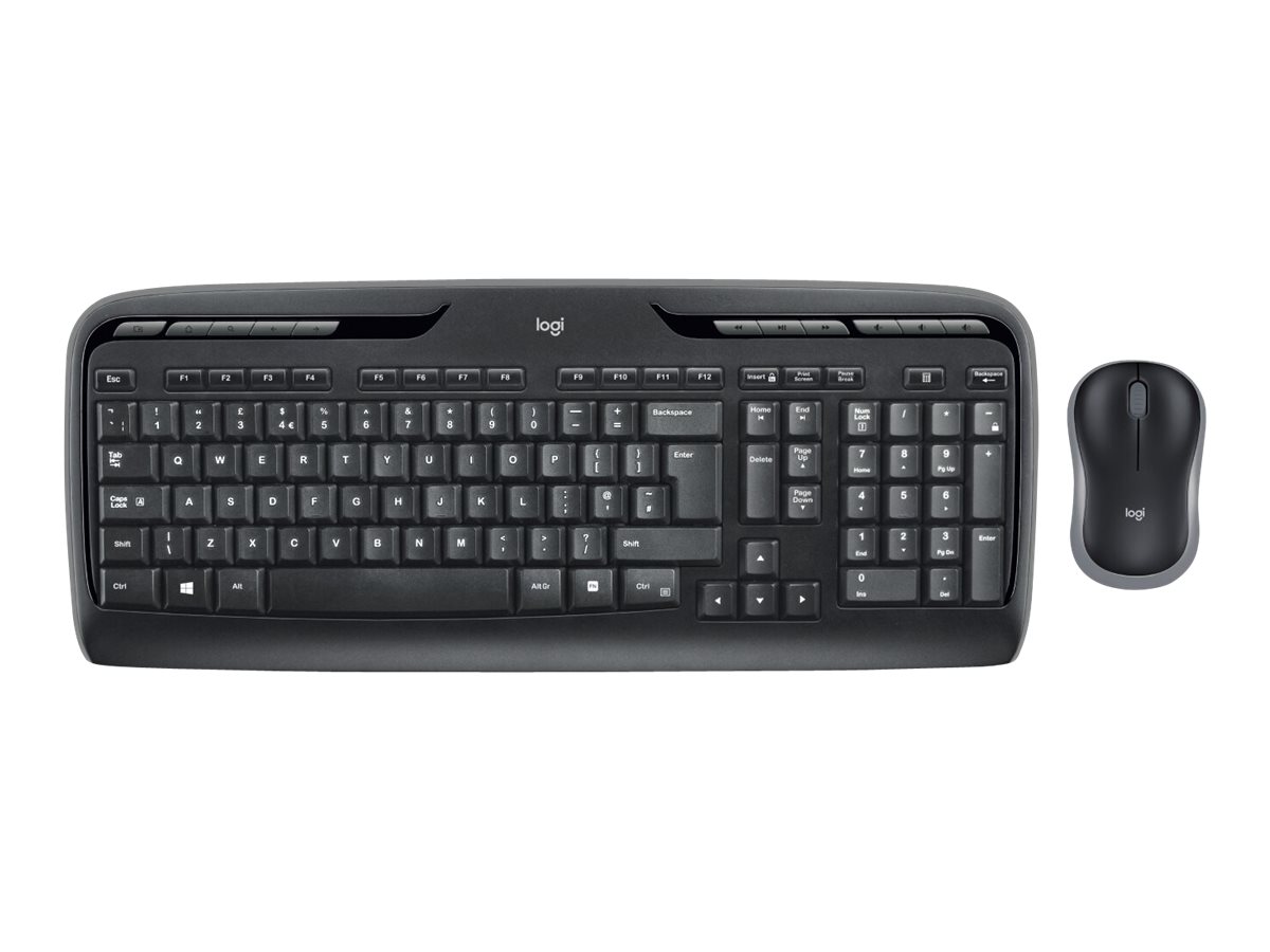 Logitech Wireless Combo MK330 - Sæt med mus og tastatur - trådløs - 2.4 GHz - US International - sort