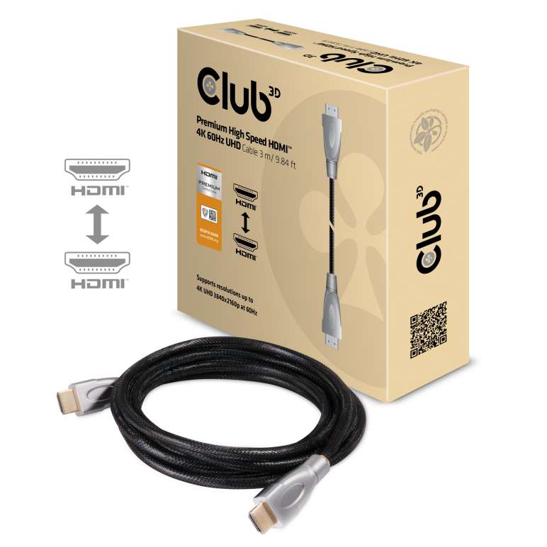 CLUB3D HDMI 2.0 Cable 3Meter UHD 4K/60Hz 18Gbps Certified Premium High Speed