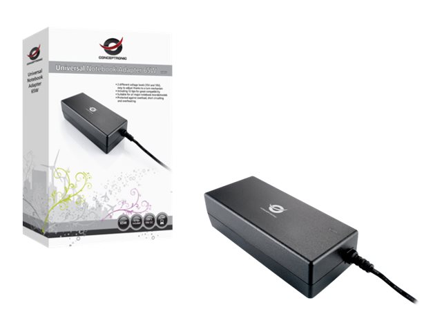 Conceptronic CNB65 universel laptop-oplader 65 W - sort