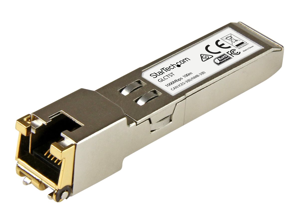 StarTech.com Cisco GLC-T Compatible SFP Module - 1000BASE-T - 1GE SFP SFP to RJ45 Cat6/Cat5e Transceiver - 100m SFP (mini-GBIC) transceiver modul billede