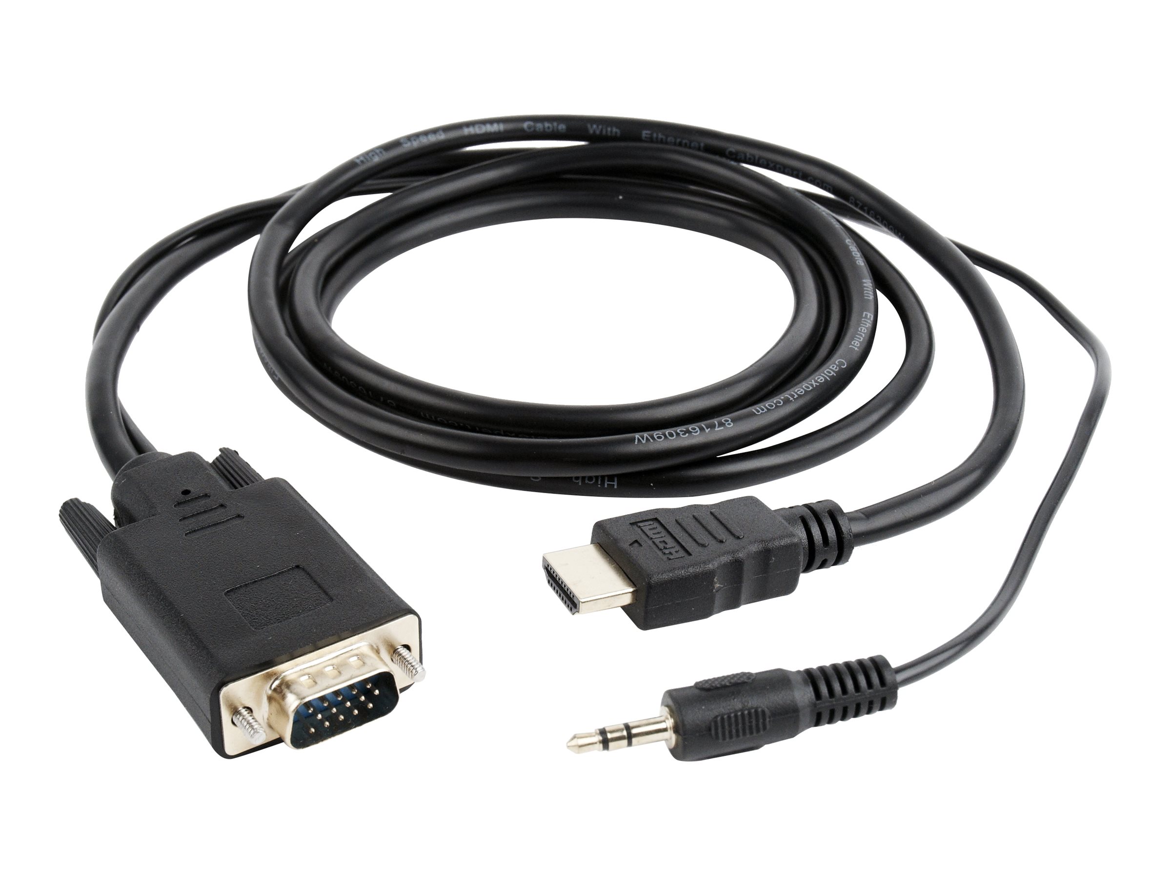 HDMI til VGA kabeladapter 1,8 m - Gembird, med 3,5 mm lyd, sort