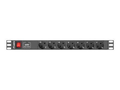 Lanberg PDU-07F-0200-BK stikdåse 19" - 7 udtag, 2 m, sort