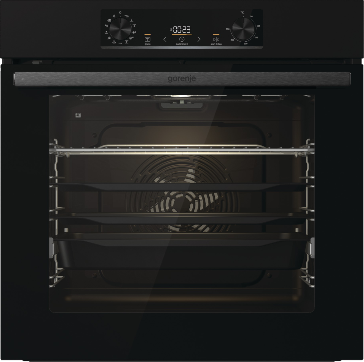 Gorenje Essential BPS6737E07B - Ovn - med dampfunktion - til indbygning - niche - bredde: 56 cm - dybde: 55 cm - højde: 59 cm - med selv-rengøring - Klasse A+ - sort