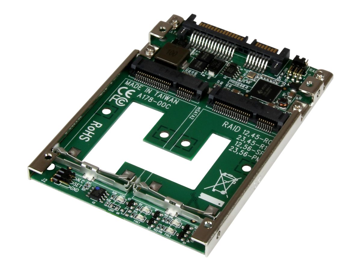 Startech Dual mSATA SSD to 2.5 SATA RAID Adapter Converter - 2x mSATA SSD to 2.5in SATA Adapter with RAID and 7mm Open Frame Housing (25SAT22MSAT) -