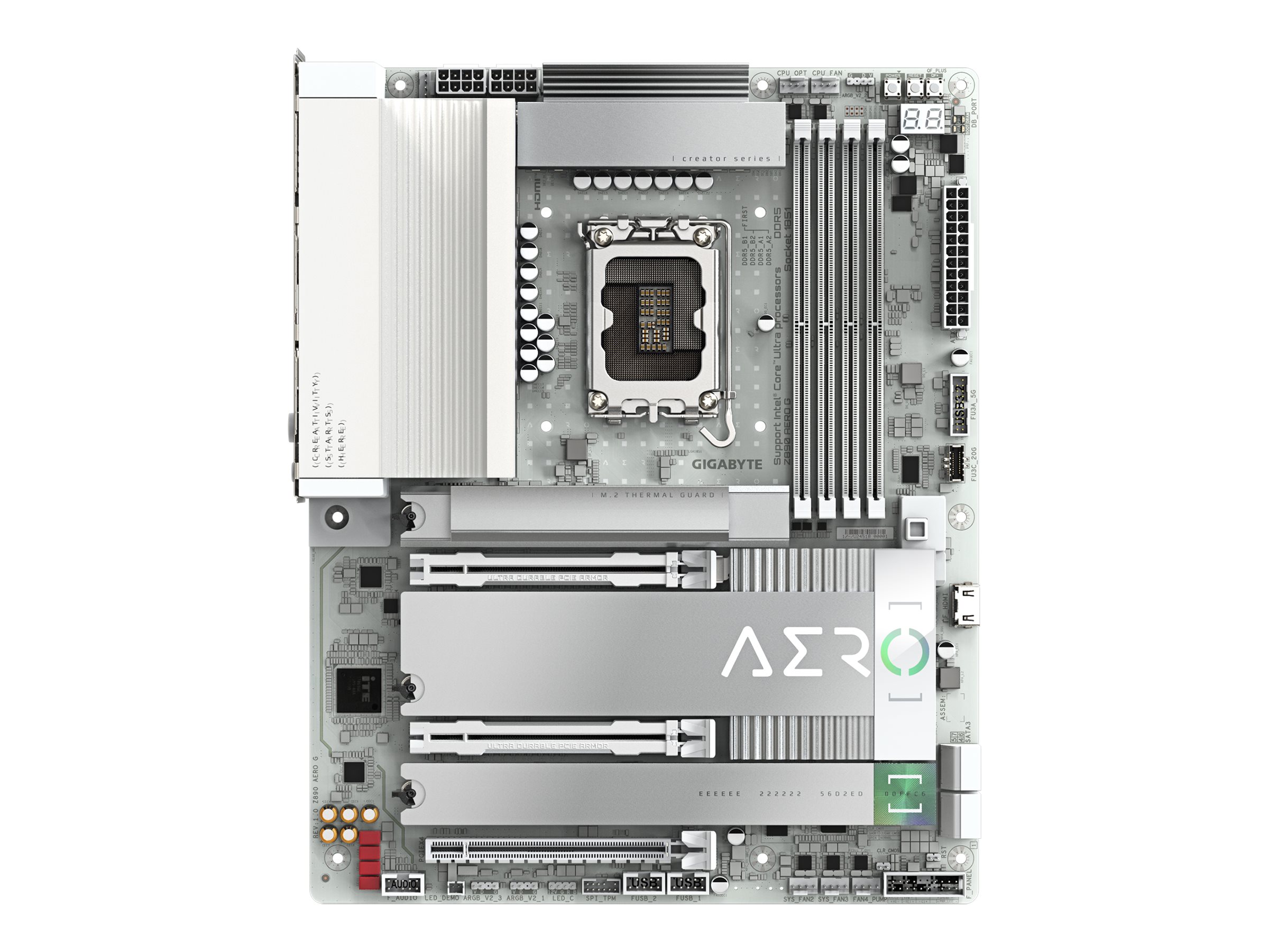Gigabyte Z890 AERO G - Bundkort - ATX - LGA1851 sokkel - Z890 Chipset - USB4, USB 3.2 Gen 2, USB 3.2 Gen 1, USB-C 3.2 Gen 2x2 - 2 x 2.5 Gigabit LAN, Bluetooth, Wi-Fi 7 - onboard grafik (CPU påkrævet) - HD Audio (8-kanaler)