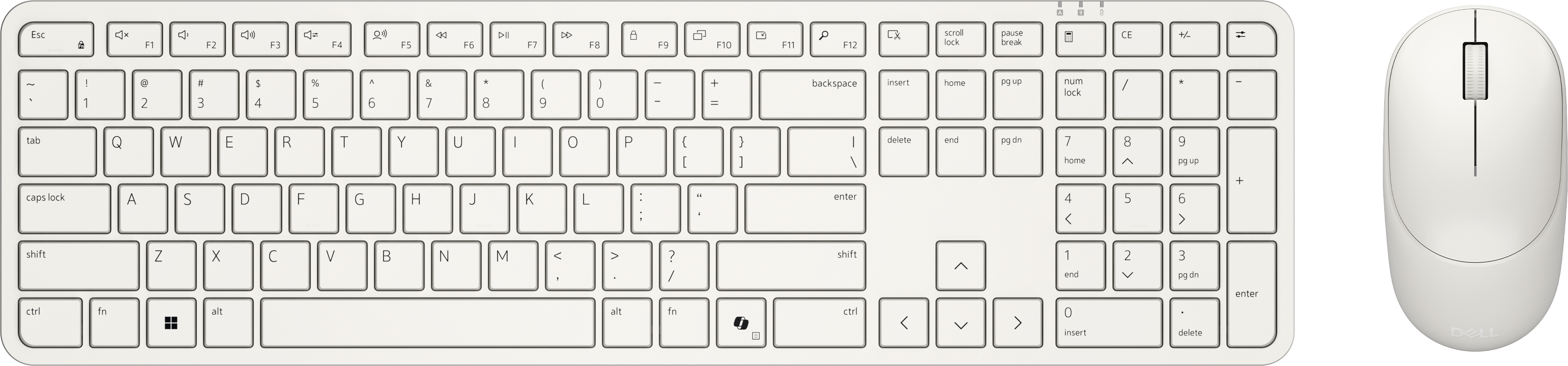 Dell Pro 5 KM526 - keyboard and mouse set - QWERTY - US International - light ash Input Device - Tastatur & Mus sæt - Universal - Hvid