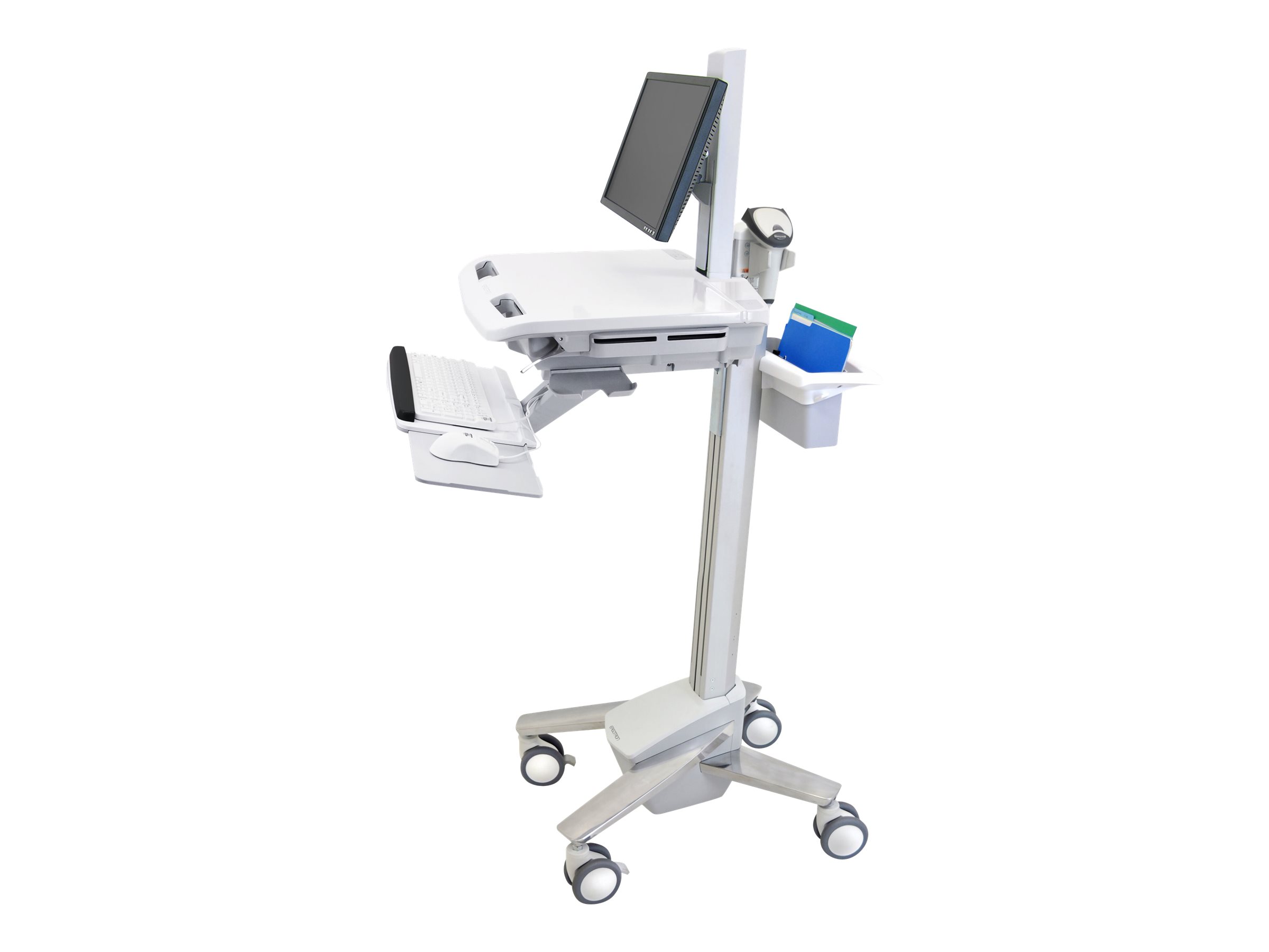 Ergotron StyleView - Vogn med hjul - for LCD-display/PC-udstyr - medicinsk - plastik, aluminium, zinkbelagt stål - grå, hvid, poleret aluminium - skærmstørrelse: op til 24