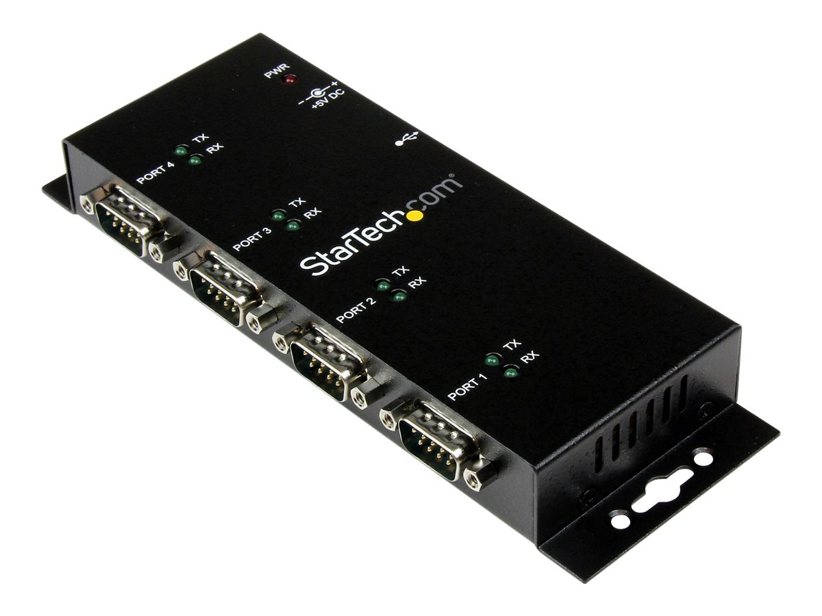 StarTech.com ICUSB2324I 4 Port USB to DB9 RS232 Serial Adapter Hub - Industrial DIN Rail and Wall Mountable