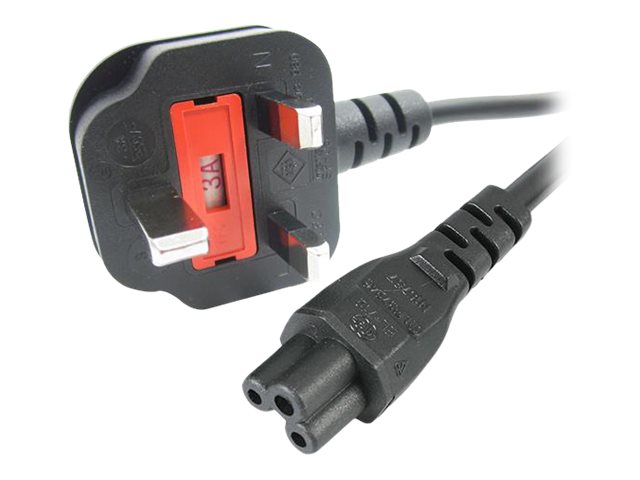 StarTech.com 3ft (1m) UK Laptop Power Cable, BS 1363 to C5 Clover Leaf, 2.5A 250V, 18AWG, Notebook/Laptop Replacement Cord, Printer Cable, UK Laptop
