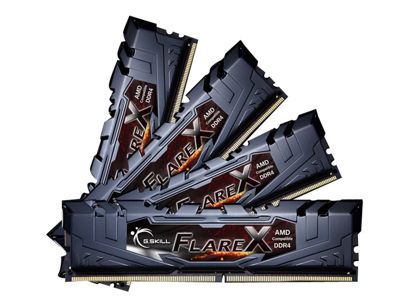 G.Skill Flare X DDR4-3200 - 32GB - CL16 - Quad Channel (4 pcs) - AMD Optimized - Sort
