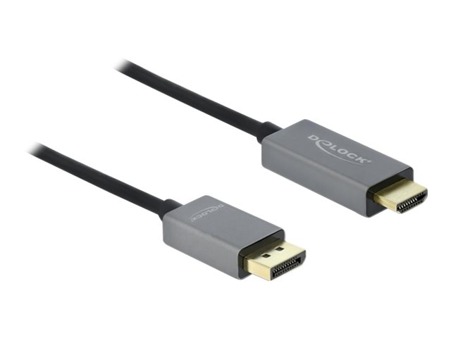 DELOCK DisplayPort til HDMI kabel 2 m – Aktiv, 4K 60 Hz, HDR