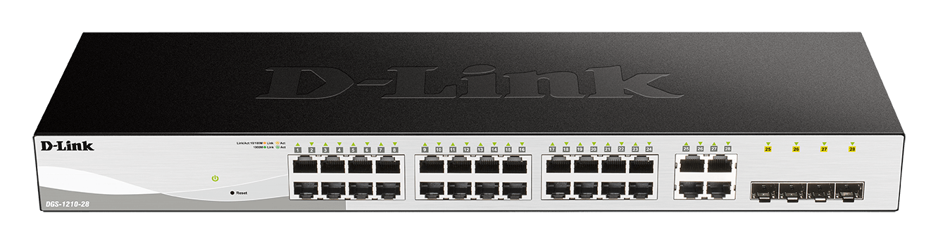 Netværksswitch D-Link DGS-1210-28 - 24x Gigabit + 4x SFP, L2/L2+ Managed