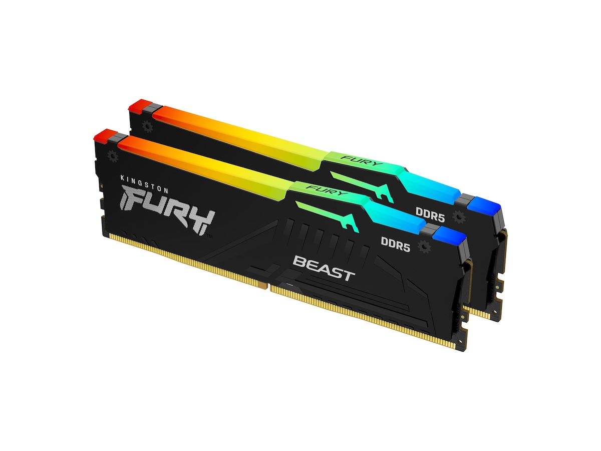 Kingston FURY Beast RGB DDR5-5600 - 32GB - CL36 - Dual Channel (2 pcs) - AMD EXPO & Intel XMP - Sort med RGB