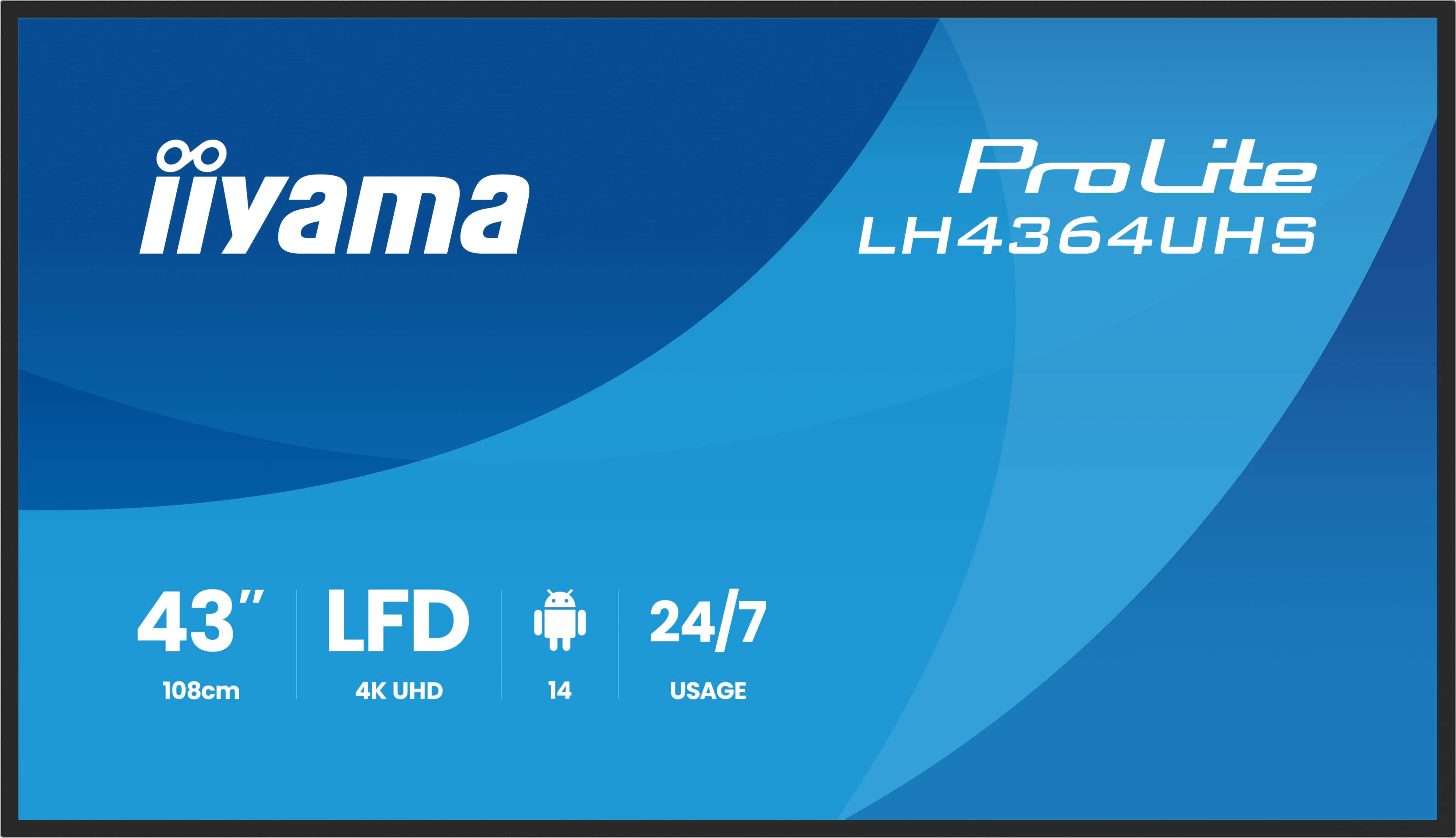 iiyama ProLite LH4364UHS-B1AG - 43 Diagonal klasse (42.5 til at se) LED-bagbelyst LCD paneldisplay - digital skiltning - med indbygget SoC medieafspiller - 4K UHD (2160p) 3840 x 2160 - sort kant med mat finish