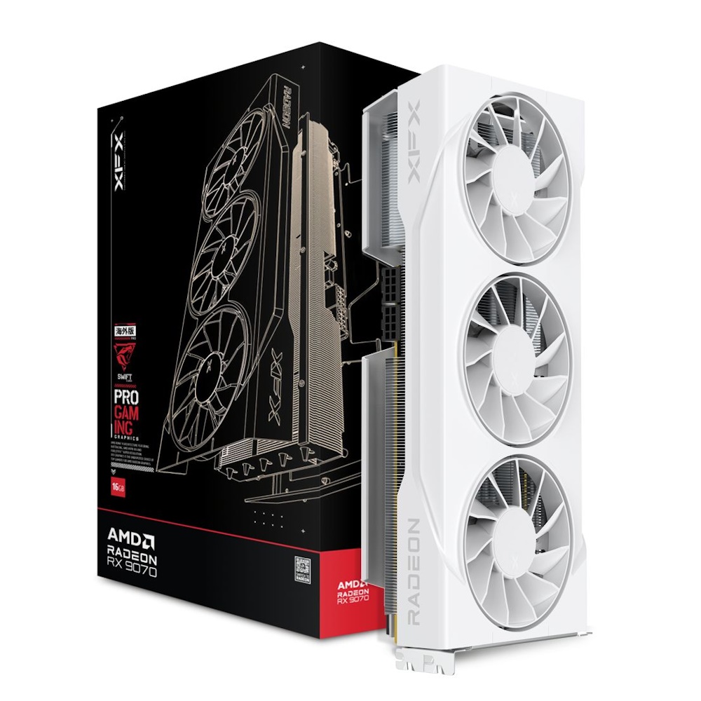 XFX Swift OC - Gaming Edition - grafikkort - Radeon RX 9070 - 16 GB GDDR6 - PCI Express 5.0 - 3 x DisplayPort, HDMI - hvid