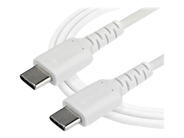StarTech.com 2m USB C Charging Cable, Durable Fast Charge & Sync USB 2.0 Type C to USB C Laptop Charger Cord, TPE Jacket Aramid Fiber M/M 60W White,