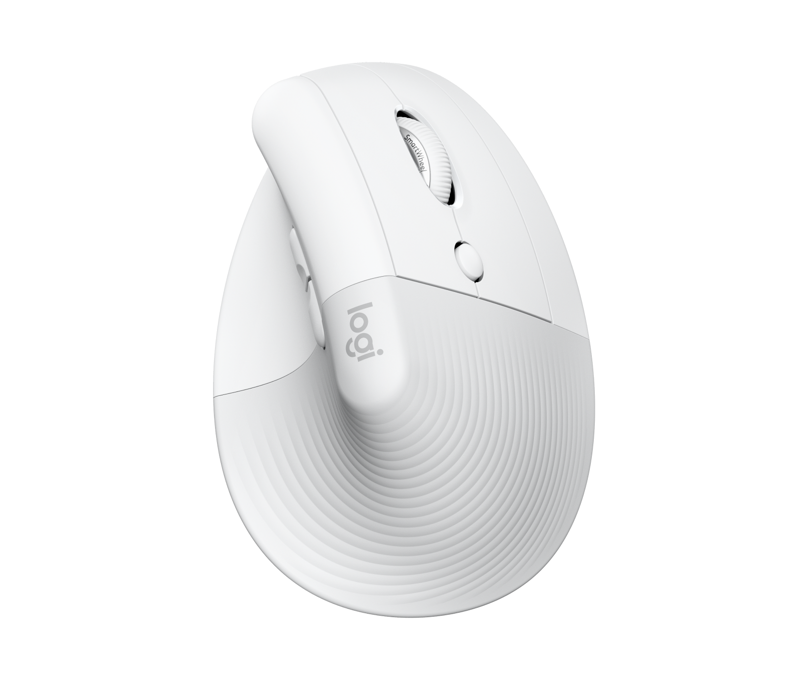 Logitech Lift (For Mac) - Lodret mus - ergonomisk - optisk - 6 knapper - trådløs, kabling - Bluetooth, 2.4 GHz - trådløs modtager (USB) - Pale Grey