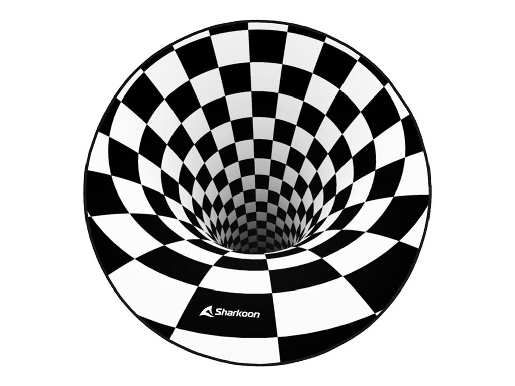 Sharkoon SKILLER SFM12 3D Vortex - Stolemåtte for gaming - rund - 120 cm - sort/hvid