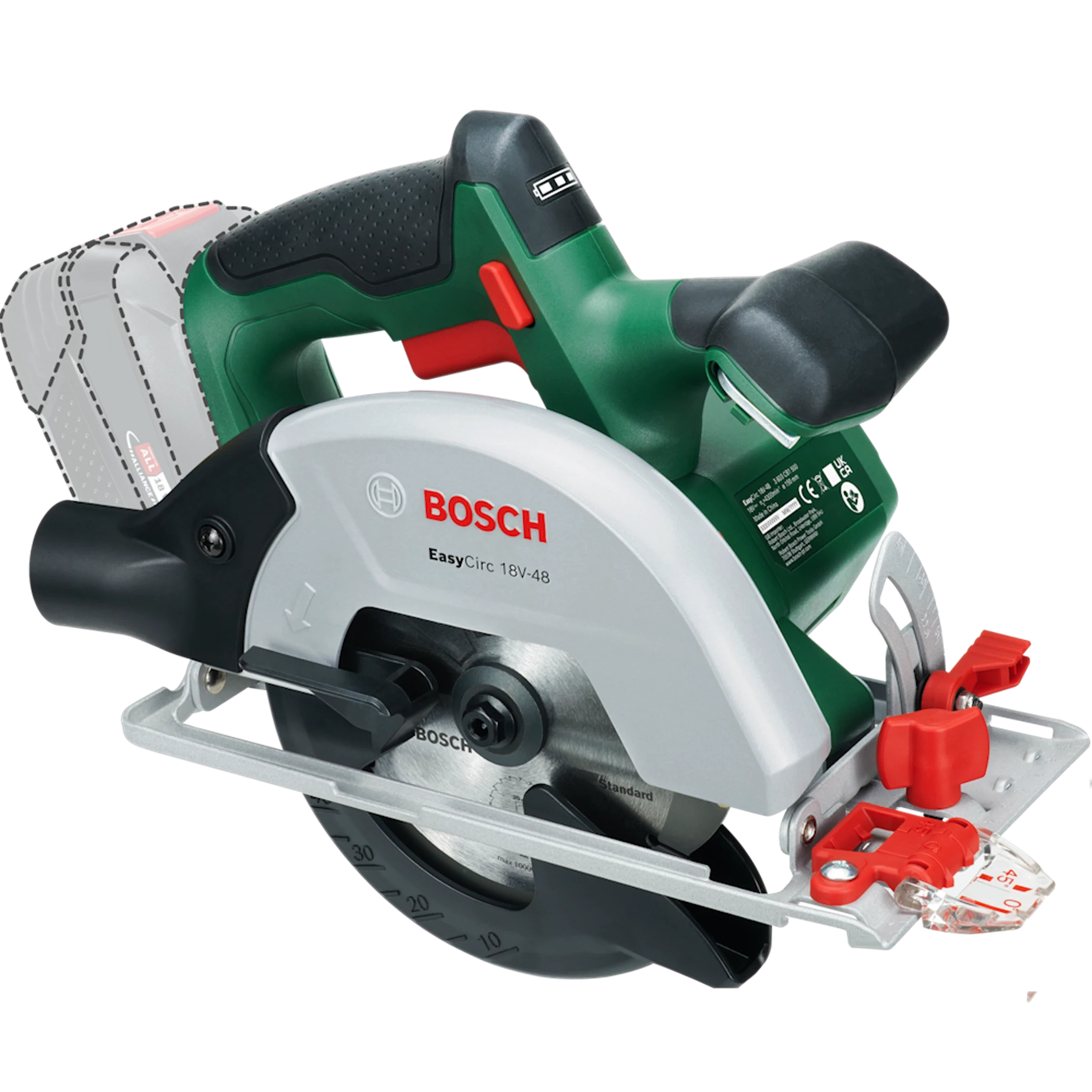 Bosch Powertools cordless circular saw EasyCirc 18V-48 solo, 18Volt (green, without battery and charger, ? 150mm) - SOLO