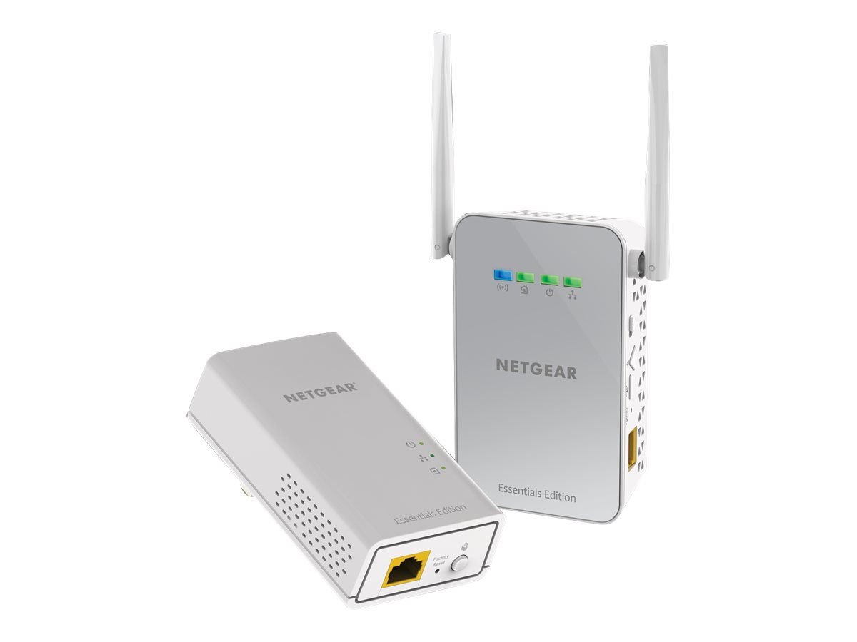 NETGEAR Powerline PLW1000 - Powerline-adaptersæt 1GbE, HomePlug AV (HPAV) 2.0, IEEE 1901 Dual Band - kan sluttes til vægstik - med NETGEAR PowerLINE 1000 Adapter (PL1000)