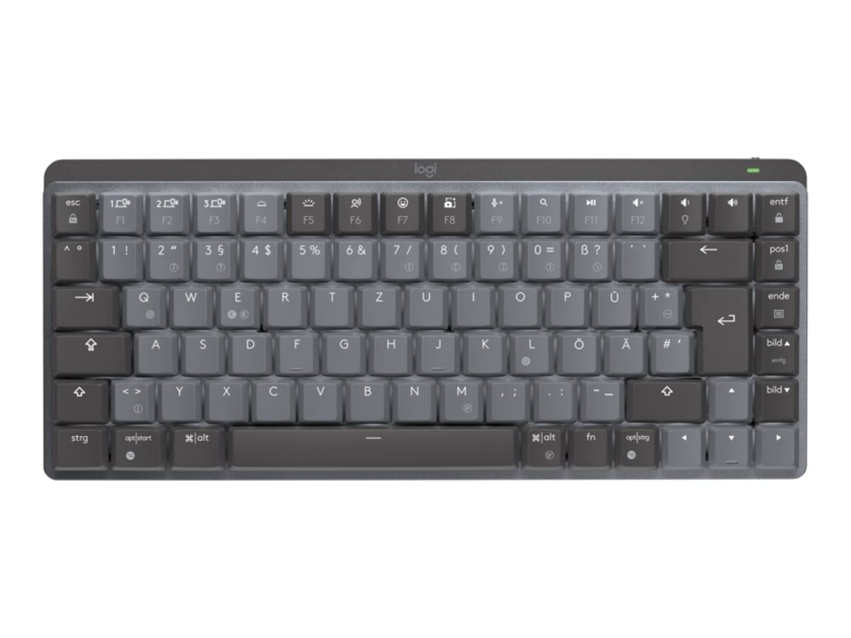 Logitech MX Mechanical Mini Minimalist Wireless Illuminated Performance Keyboard Graphite - Clicky - US - Tastatur - Amerikansk engelsk - Sort