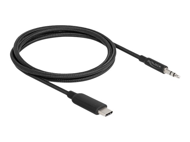 Delock - Audiokabel - 24 pin USB-C han til mini-phone stereo 3.5 mm han - 1 m - sort